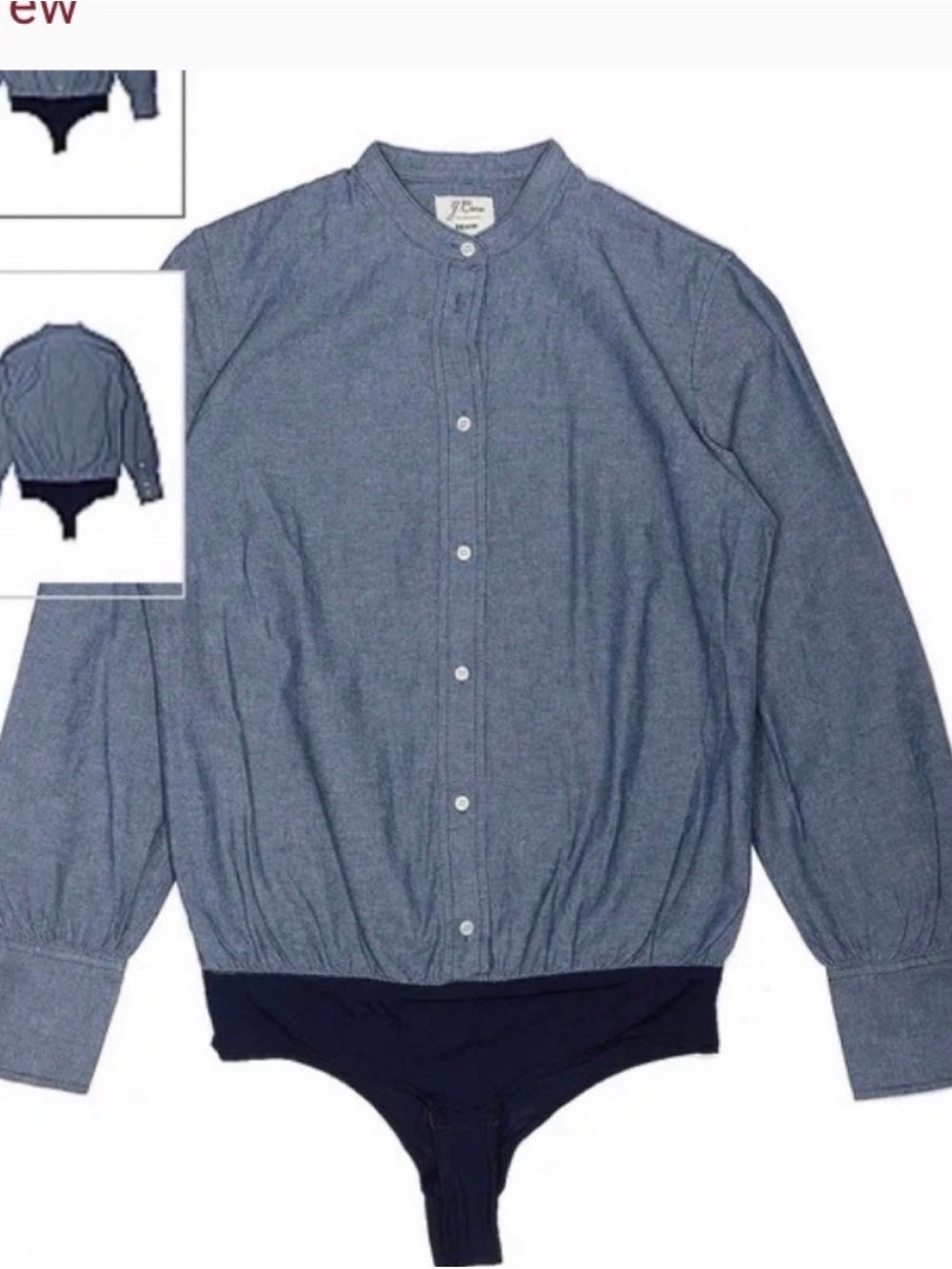 J Crew Button-Front Chambray Bodysuit in Blue size 4